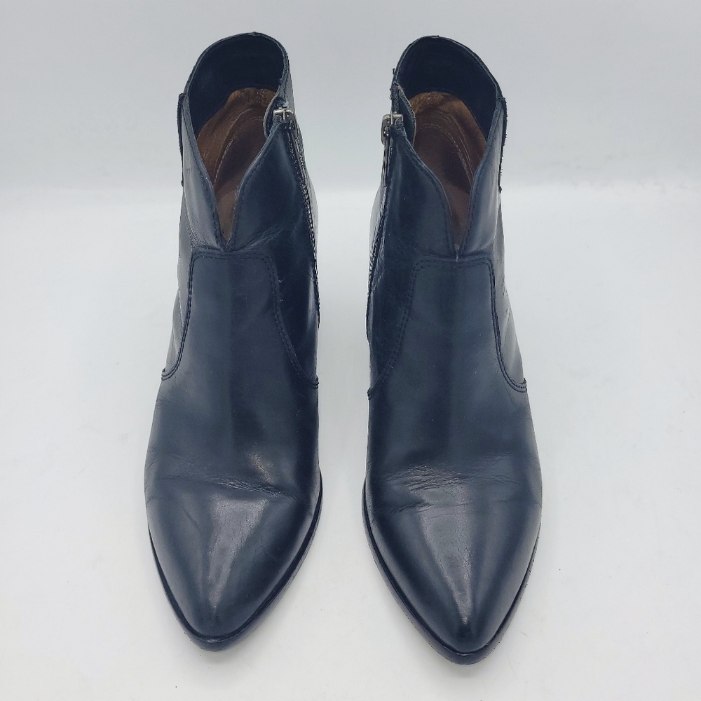 FRYE Jennifer Black Leather Ankle Side Zip Booties Size 7 M - Picture 7 of 16